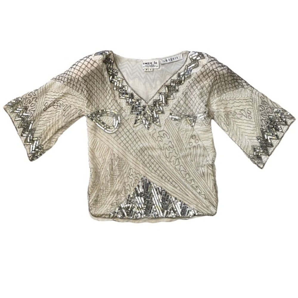 Vintage Swee Lo for I. Magnin Beaded Sequin Silk Top Blouse OOAK - Picture 8 of 10